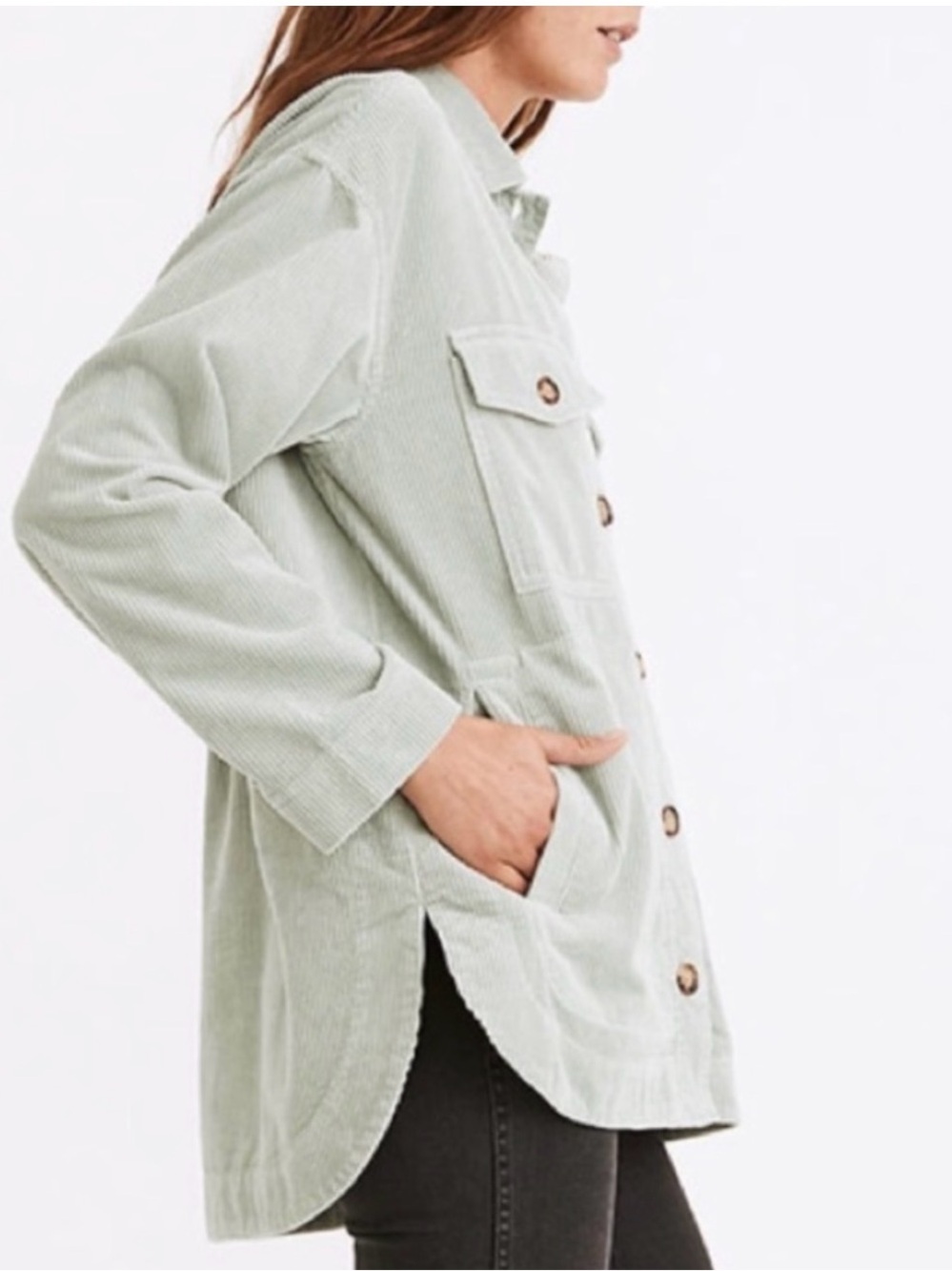 Madewell Sage Green Button-Front Utility Jacket - Picture 5 of 6